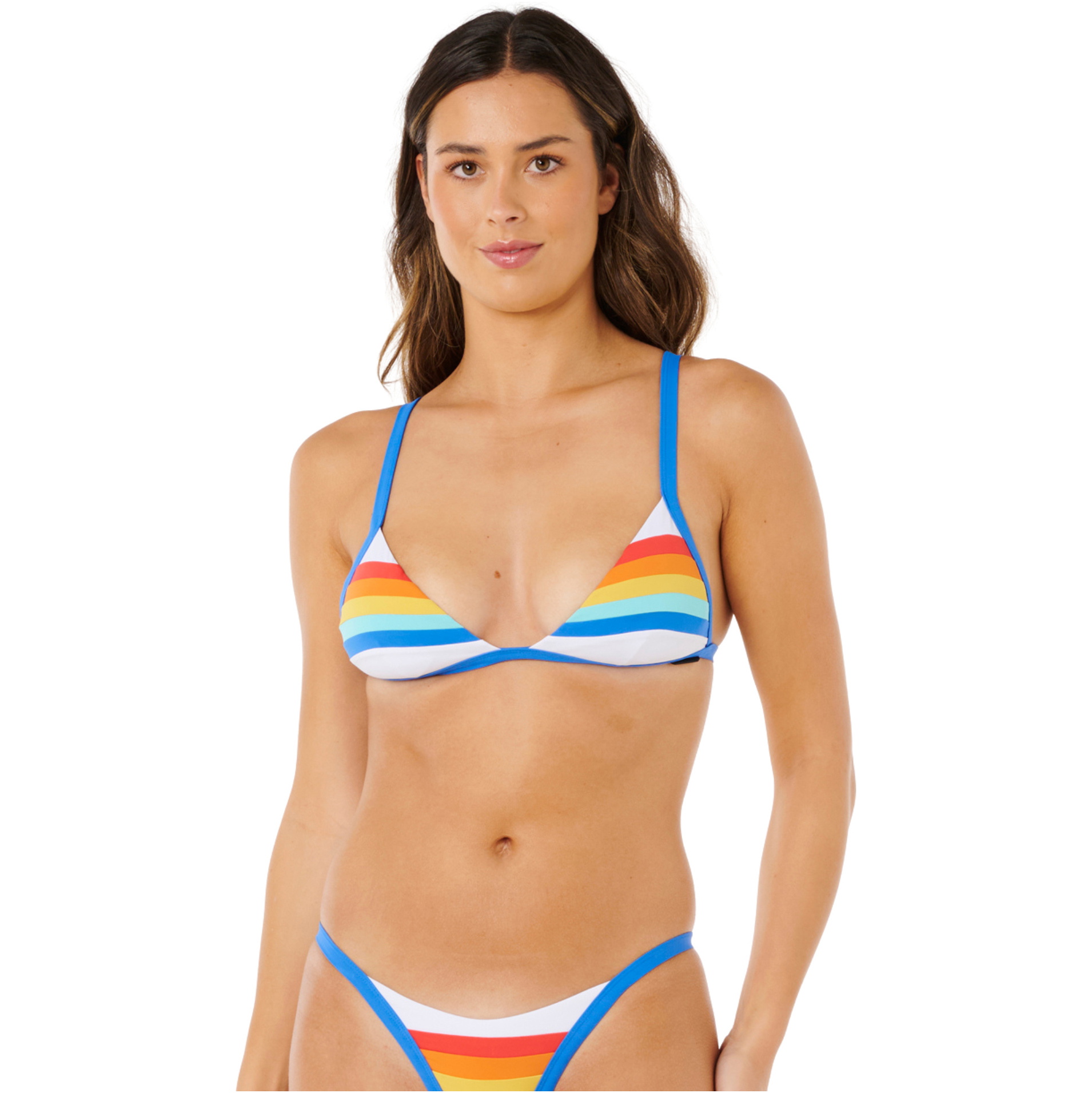 2026 Rip Curl Womens Surf Stripe Fixed Triangle Bikini Top 0VYWSW - White